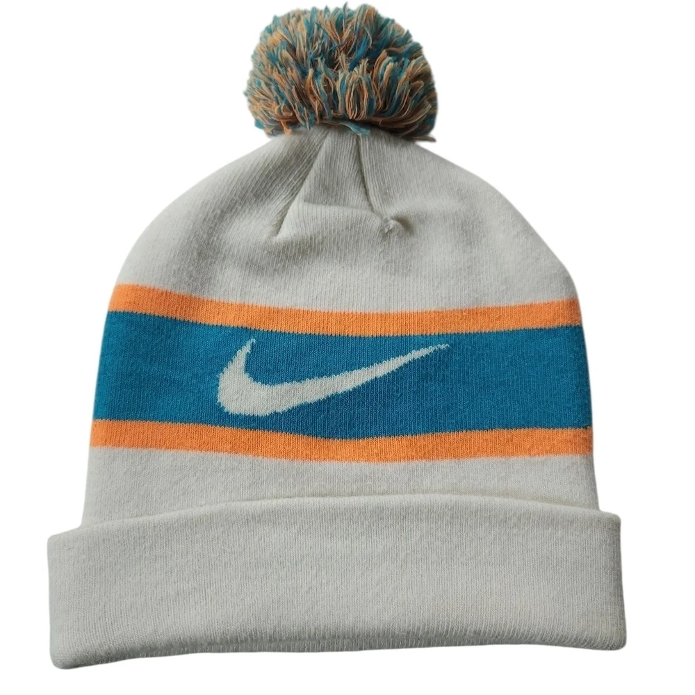 Nike Unisex Kevin Durant Icon Pom Cuff Cream White/Orange Beanie Hat One Size